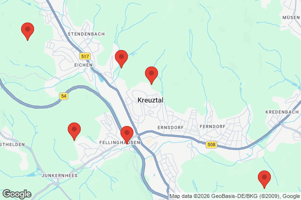 Karte mit Entrümpelungsaufträgen in Kreuztal