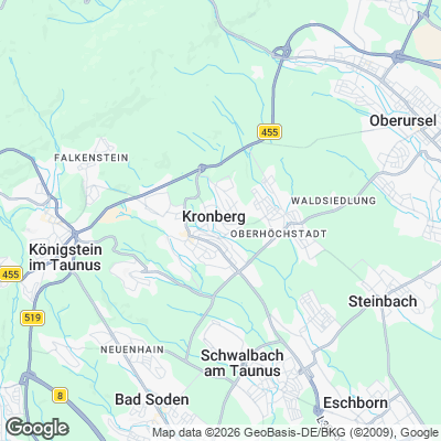 Karte von Kronberg im Taunus und Umgebung