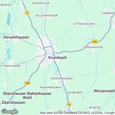 Karte von Krumbach und Umgebung