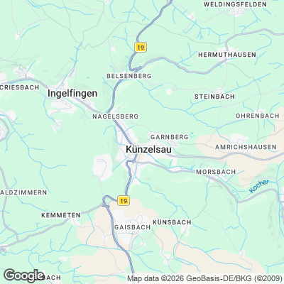 Karte von Künzelsau und Umgebung