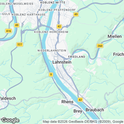 Karte von Lahnstein und Umgebung