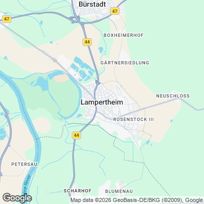 Karte von Lampertheim und Umgebung