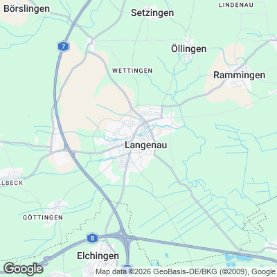 Karte von Langenau und Umgebung