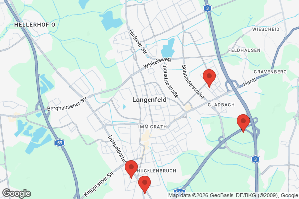 Karte mit Entrümpelungsaufträgen in Langenfeld