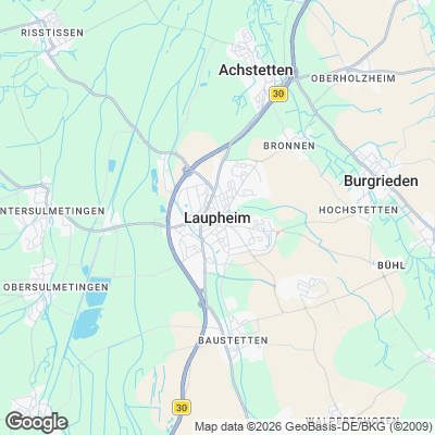 Karte von Laupheim und Umgebung