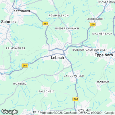 Karte von Lebach und Umgebung
