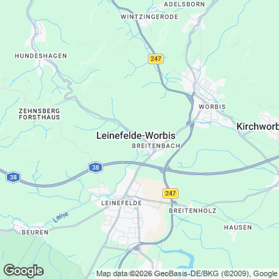 Karte von Leinefelde-Worbis und Umgebung