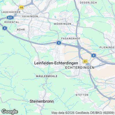 Karte von Leinfelden-Echterdingen und Umgebung