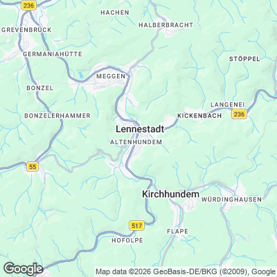 Karte von Lennestadt und Umgebung