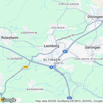 Karte von Leonberg und Umgebung