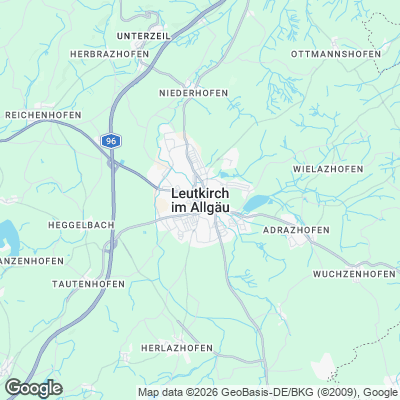 Karte von Leutkirch im Allgäu und Umgebung