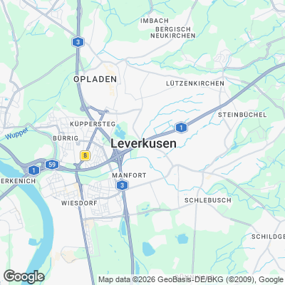 Karte von Leverkusen und Umgebung