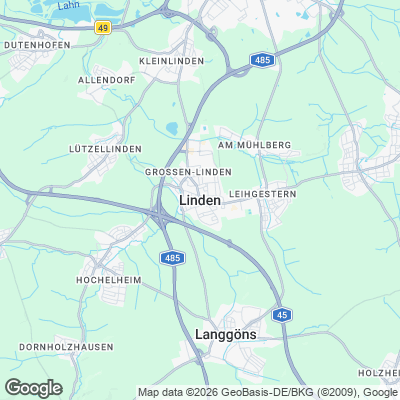 Karte von Linden und Umgebung
