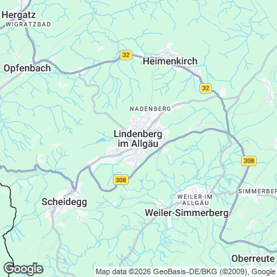 Karte von Lindenberg im Allgäu und Umgebung