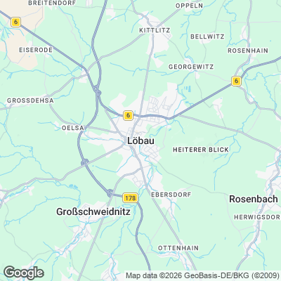 Karte von Löbau und Umgebung