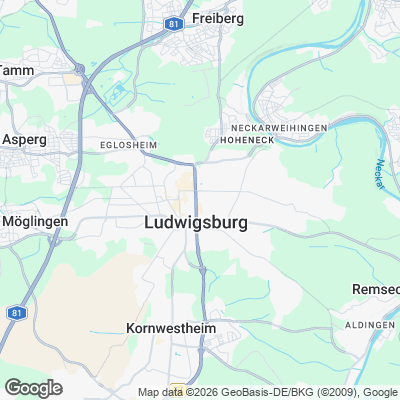 Karte von Ludwigsburg und Umgebung