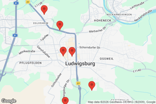 Karte mit Entrümpelungsaufträgen in Ludwigsburg