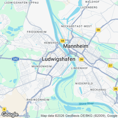 Karte von Ludwigshafen und Umgebung