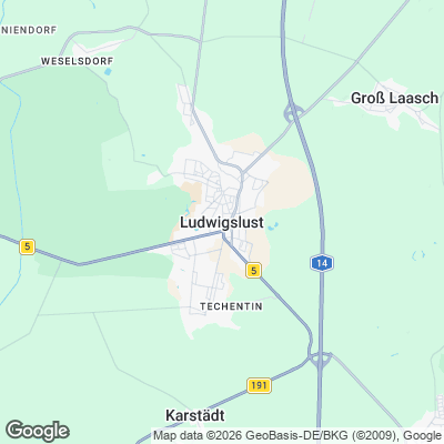 Karte von Ludwigslust und Umgebung