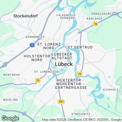 Karte von Lübeck und Umgebung