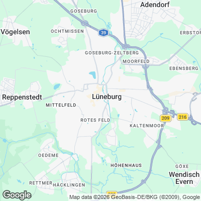 Karte von Lüneburg und Umgebung