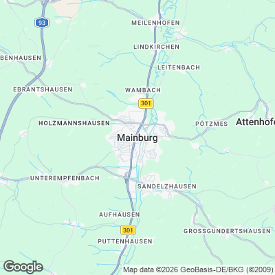 Karte von Mainburg und Umgebung