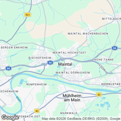 Karte von Maintal und Umgebung