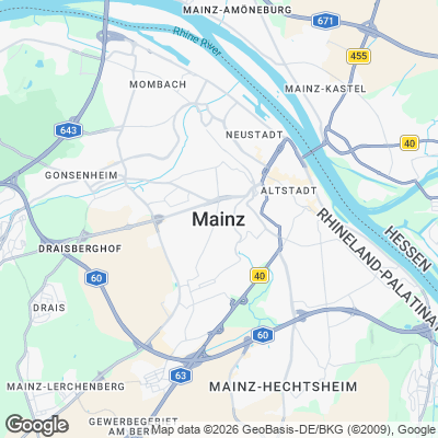 Karte von Mainz und Umgebung