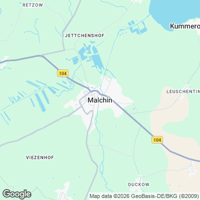 Karte von Malchin und Umgebung