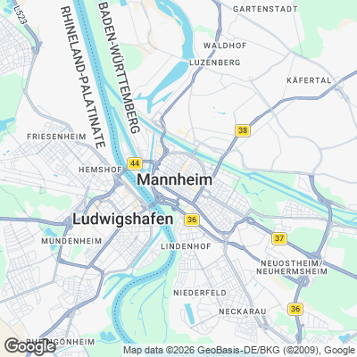 Karte von Mannheim und Umgebung