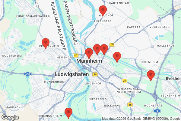 Karte mit Entrümpelungsaufträgen in Mannheim