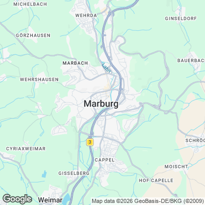 Karte von Marburg und Umgebung