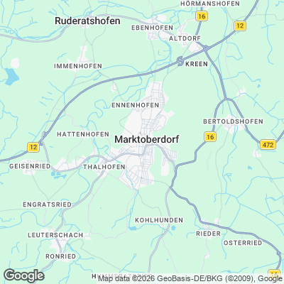 Karte von Marktoberdorf und Umgebung