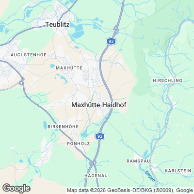 Karte von Maxhütte-Haidhof und Umgebung