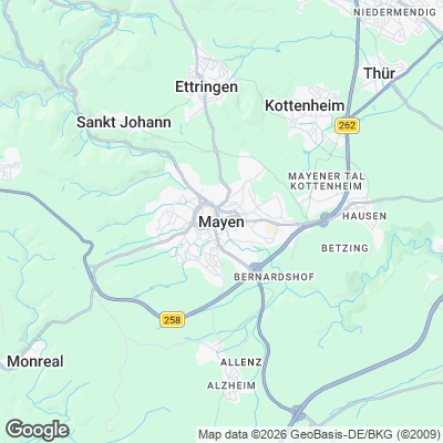 Karte von Mayen und Umgebung