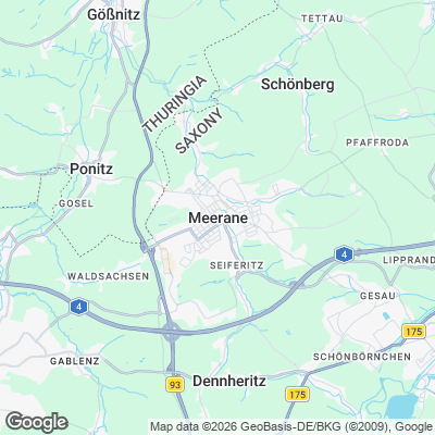 Karte von Meerane und Umgebung