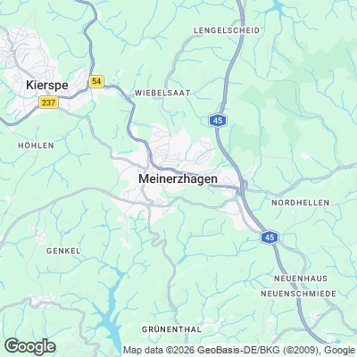 Karte von Meinerzhagen und Umgebung