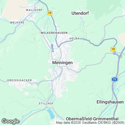 Karte von Meiningen und Umgebung