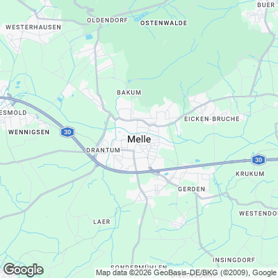 Karte von Melle und Umgebung
