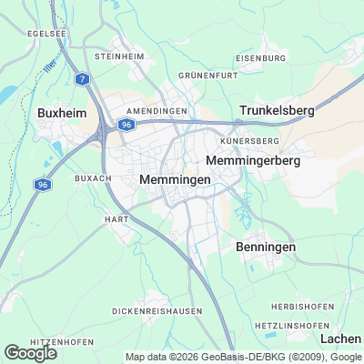 Karte von Memmingen und Umgebung