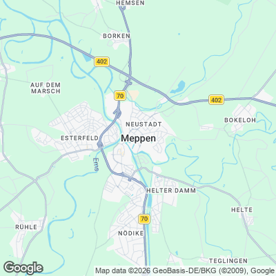 Karte von Meppen und Umgebung