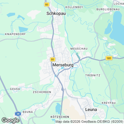 Karte von Merseburg und Umgebung