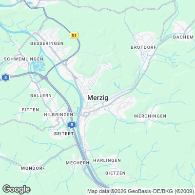 Karte von Merzig und Umgebung