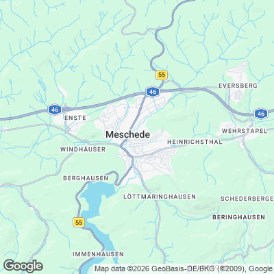Karte von Meschede und Umgebung