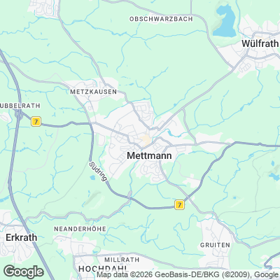 Karte von Mettmann und Umgebung