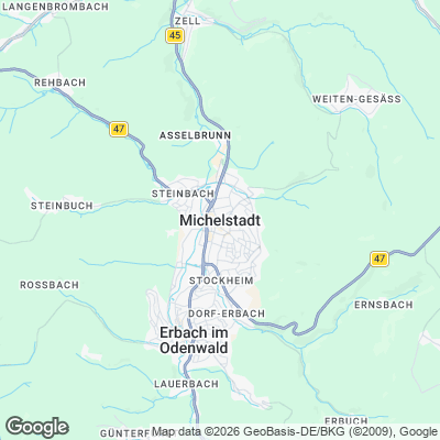 Karte von Michelstadt und Umgebung