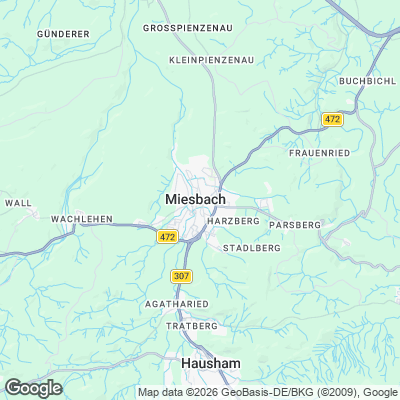 Karte von Miesbach und Umgebung