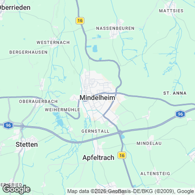 Karte von Mindelheim und Umgebung