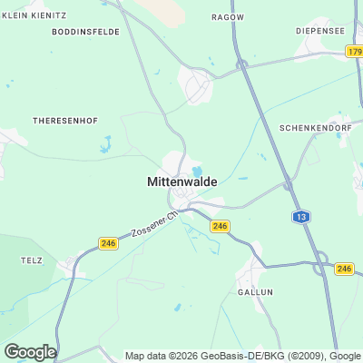 Karte von Mittenwalde und Umgebung
