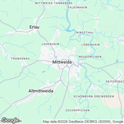 Karte von Mittweida und Umgebung